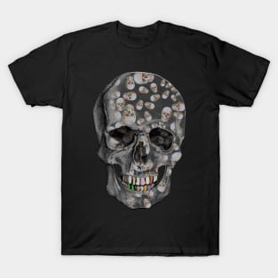 Happy Skull Random Pattern (Black) T-Shirt